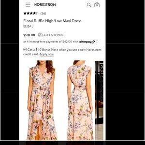 Eliza J -high low maxi dress- blush floral-size 4